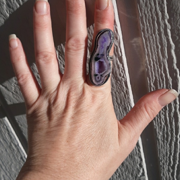 New Solar Quartz Agate Druzy 925 Silver Ring. - Picture 9 of 11